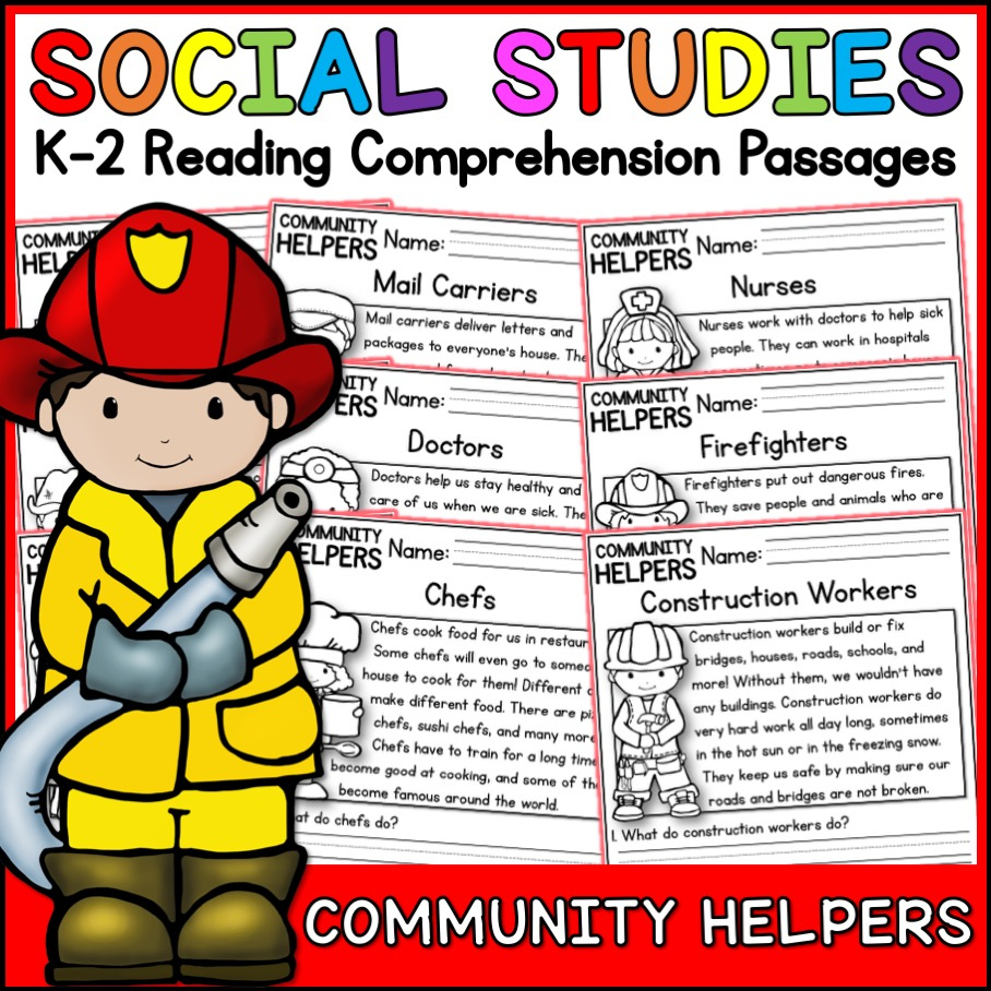 Community Helpers Social Studies Reading Comprehension Passages K throughout Informational Text Reading Comprehension Worksheets Community Helpers
