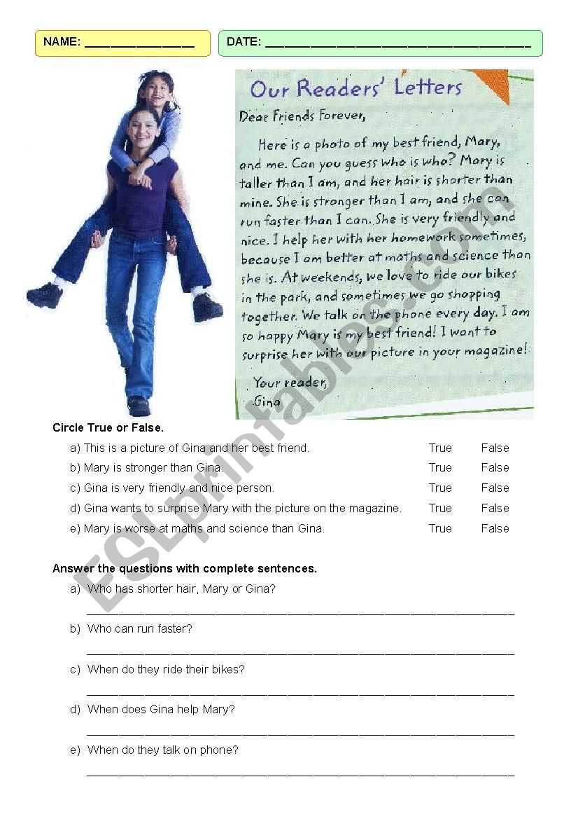 Comparative Reading Comprehension - Esl Worksheetigiralt in Comparison Reading Comprehension Worksheets