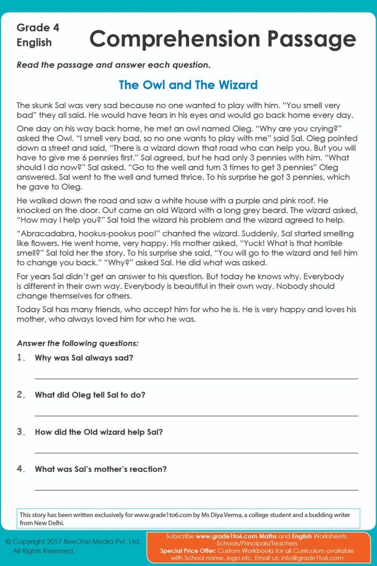 Comprehension Passage throughout Reading Comprehension Worksheets For College Students