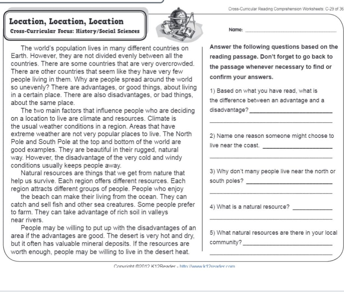 Cross-Curricular Reading Comprehension | Studyx for Cross Curricular Reading Comprehension Worksheet