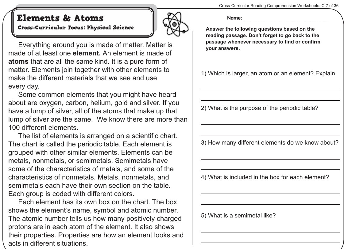 Cross-Curricular Reading Comprehension | Studyx throughout Matter and Atoms Reading Comprehension Worksheets