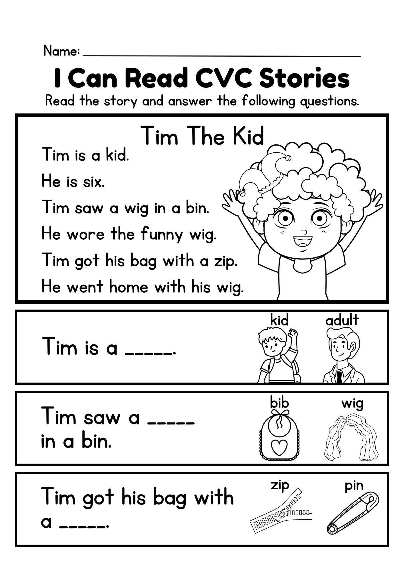 Cvc Reading Comprehension For Kindergarten - Mobotoy inside Cvc Reading Comprehension Worksheet