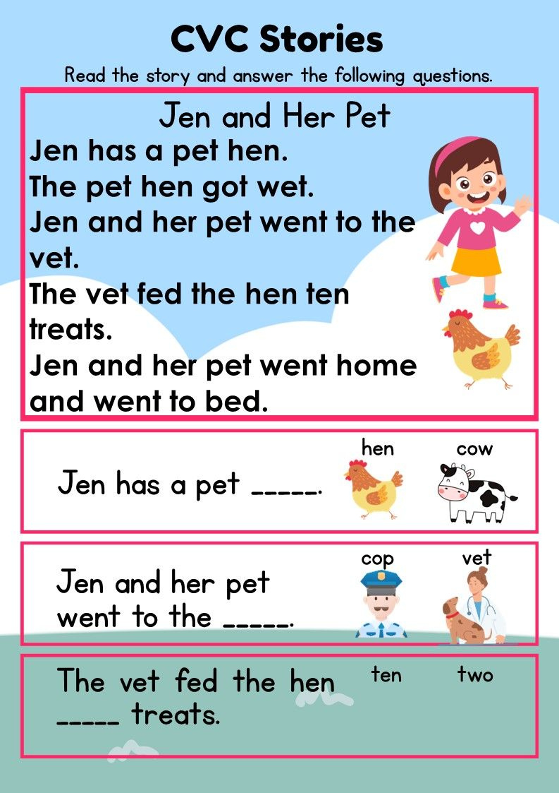 Cvc Stories Reading Comprehension English Worksheet with regard to Story Cvc Reading Comprehension Worksheets