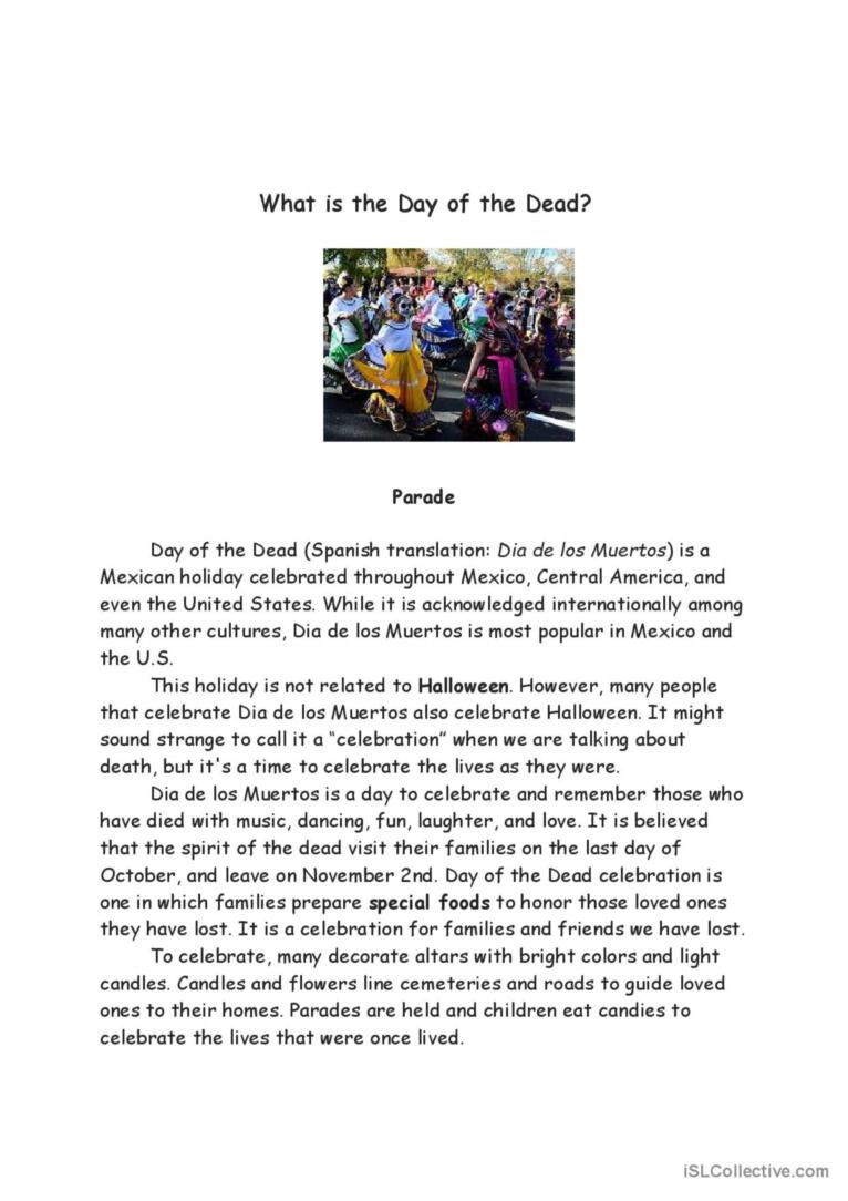Day Of The Dead: English Esl Worksheets Pdf &amp;amp; Doc regarding Free Day Of The Dead Reading Comprehension Worksheets