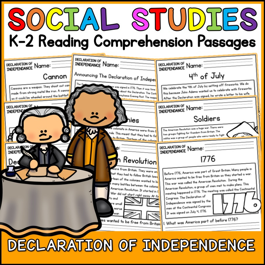 Declaration Of Independence Social Studies Reading Comprehension regarding Declaration of Independence Reading Comprehension Worksheets
