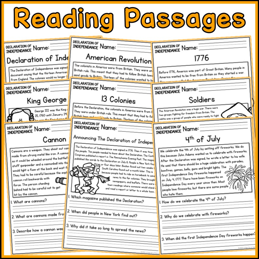 Declaration Of Independence Social Studies Reading Comprehension with regard to Declaration of Independence Reading Comprehension Worksheets