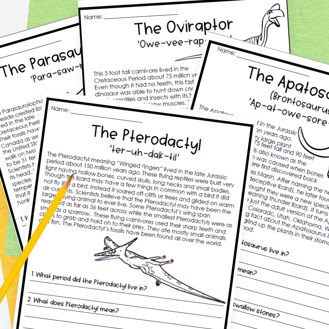 Dinosaur Reading Comprehension - Having Fun First with Free Dinosaur Reading Comprehension Worksheets