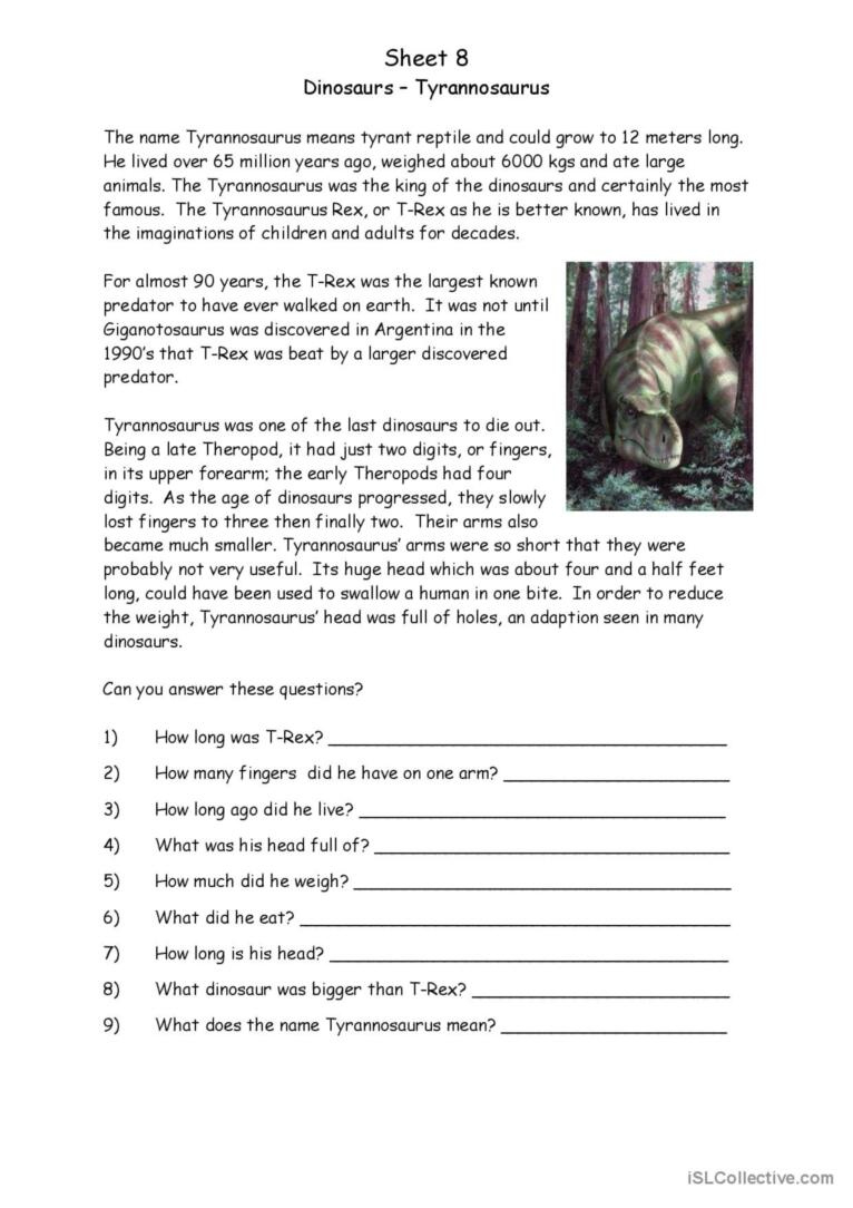 Dinosaurs Reading For Detail (Dee…: English Esl Worksheets Pdf &amp;amp; Doc with regard to Free Dinosaur Reading Comprehension Worksheets