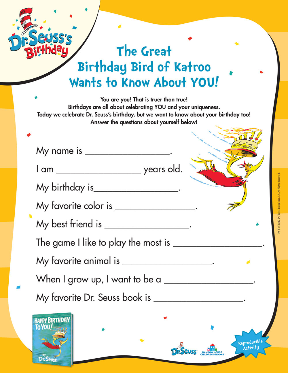 Dr. Seuss Printables And Activities | Brightly regarding Dr Seuss Reading Comprehension Passages Worksheets