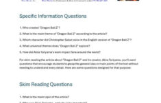 Dragon Ball Z: Honoring Its Creator,…: English Esl Worksheets Pdf in Dragon Ball Z Reading Comprehension Worksheet