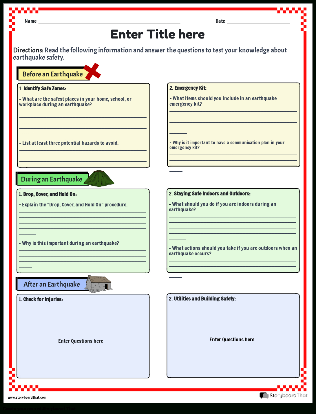 Earthquake Worksheets: Free &amp;amp; Editable | Storyboard That throughout Earthquakes and Seismic Waves Reading Comprehension Worksheets