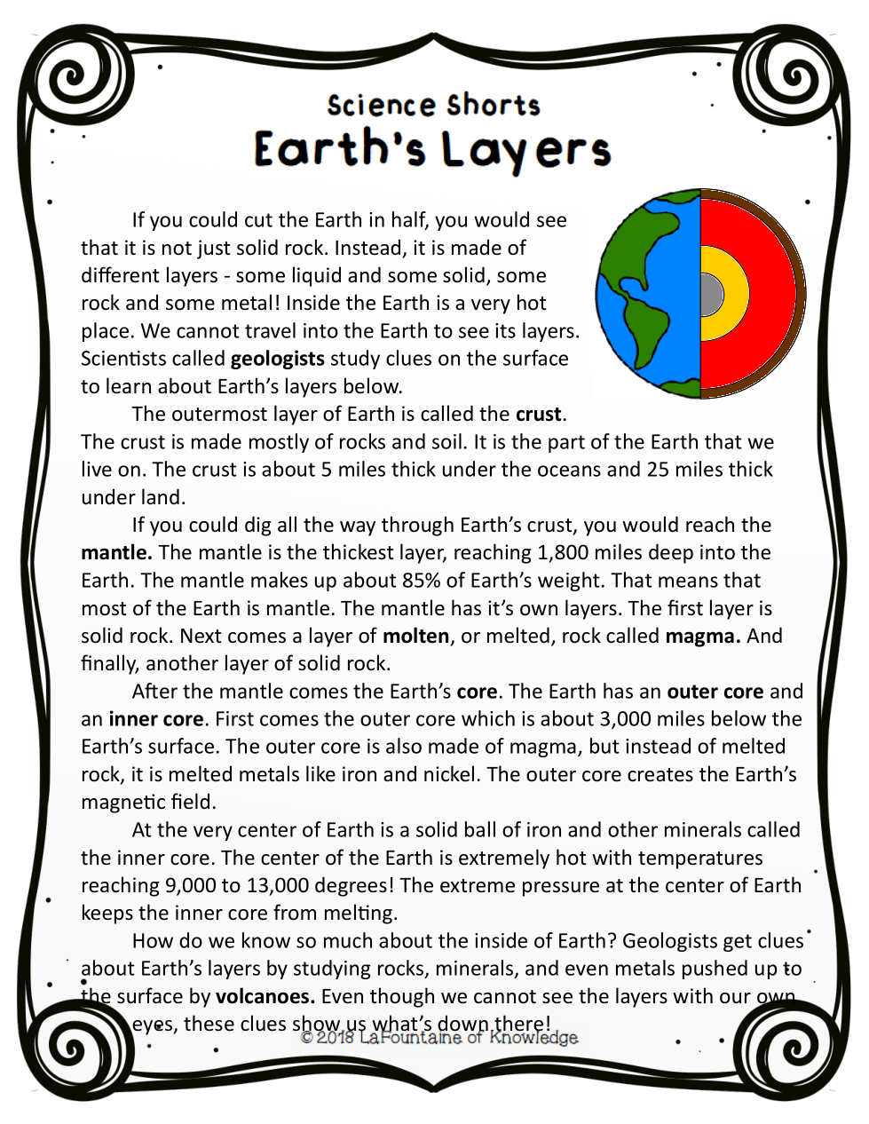 Earth&amp;#039;S Layers Reading Passage - Katherine Batson | Library throughout Structure Of Earth Reading Comprehension Worksheets