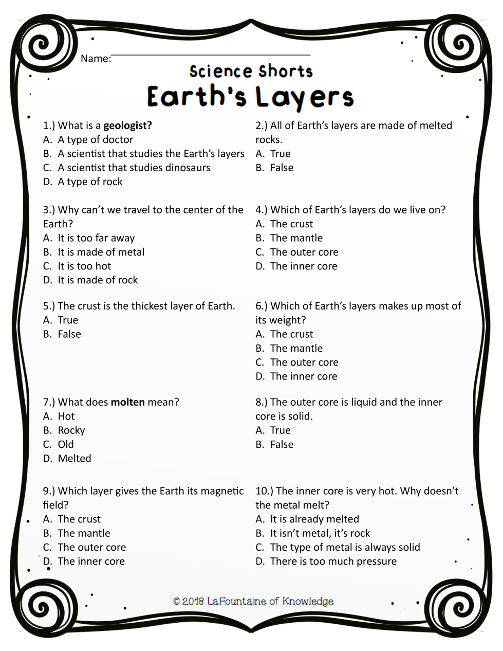 Earth&amp;#039;S Layers Reading Passage - Katherine Batson | Library with regard to Structure of Earth Reading Comprehension Worksheets