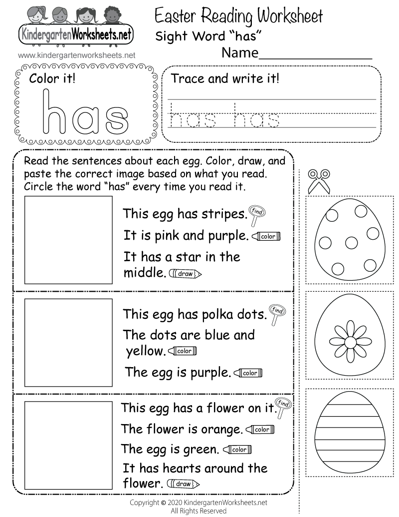 Easter Reading Worksheet - Free Printable, Digital, &amp;amp; Pdf for Kindergarten Reading Comprehension Cut And Paste Worksheets