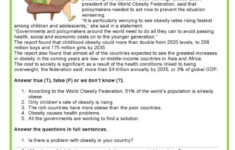 Easy Reading - Obesity General Readi…: English Esl Worksheets Pdf pertaining to Health Problems Reading Comprehension Worksheets