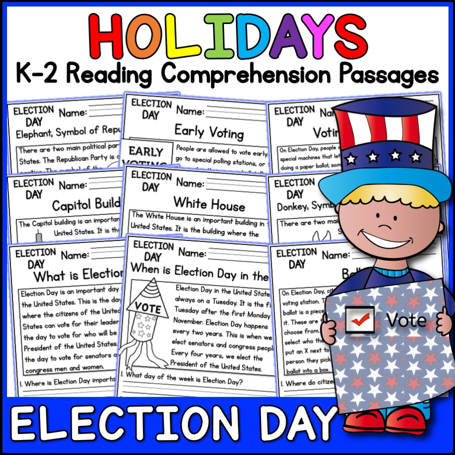 Election Day Holidays Reading Comprehension Passages K-2 | Made within Election Day Reading Comprehension Worksheet