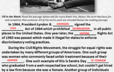 Engaging Worksheets On The Civil Rights Movement for Civil Rights Reading Comprehension Worksheets