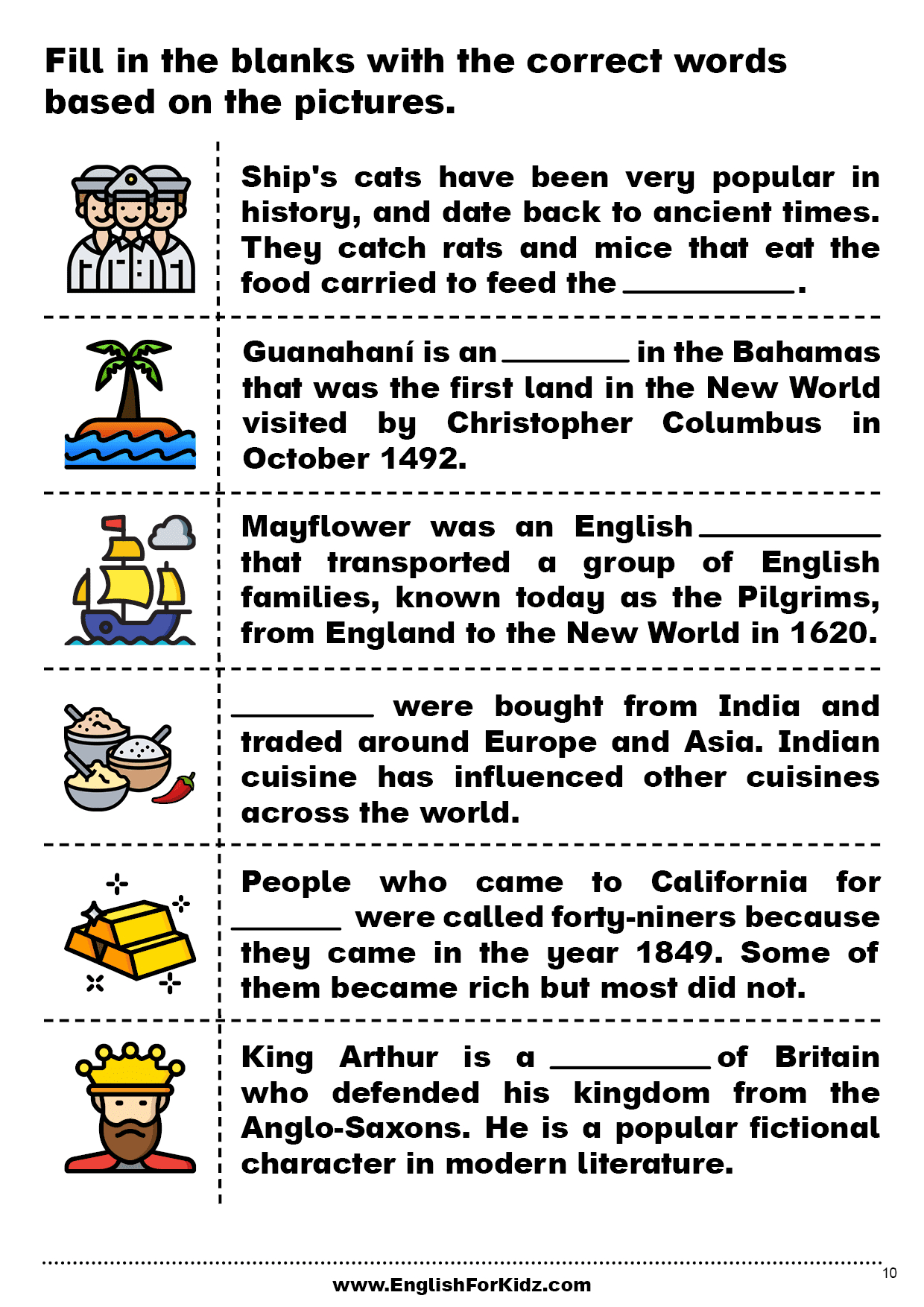 English For Kids Stepstep: Columbus Day Worksheets And Reading for Christopher Columbus Reading Comprehension Worksheet