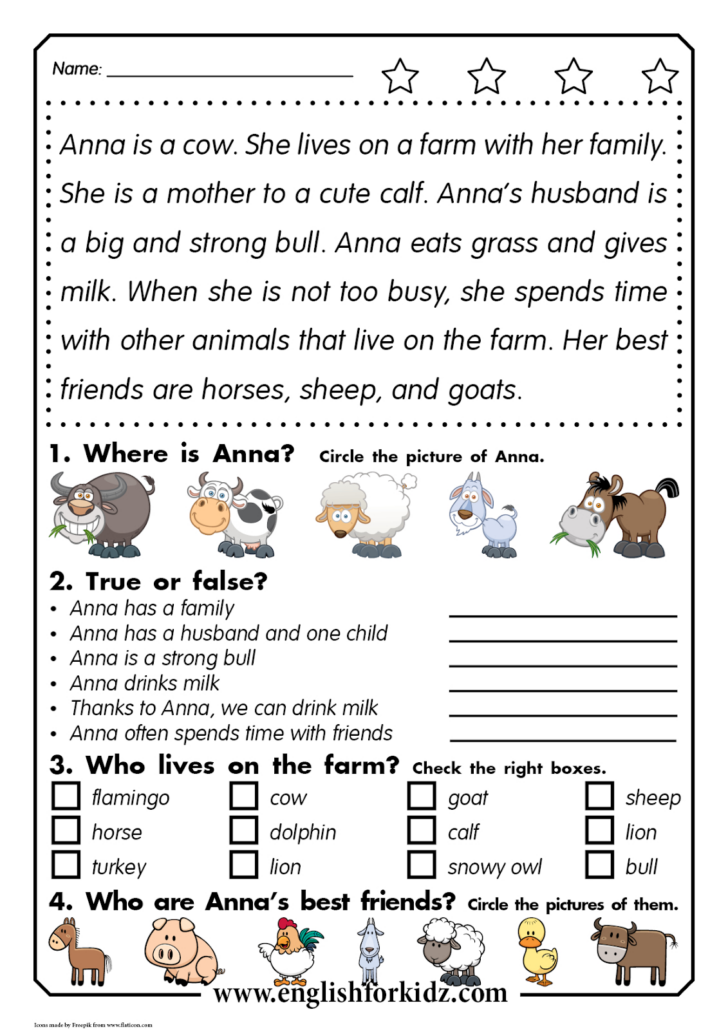 Reading Comprehension For Kids Worksheets