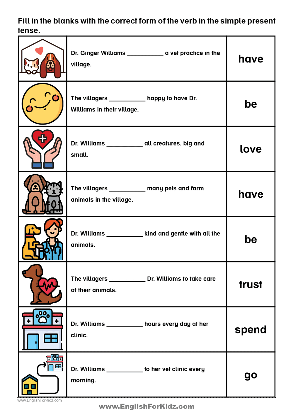 English For Kids Stepstep: Simple Present Tense Reading intended for Present Simple Reading Worksheets