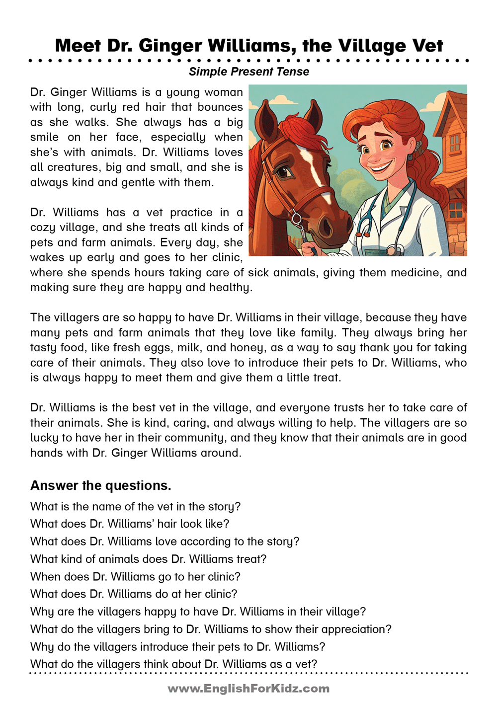 English For Kids Stepstep: Simple Present Tense Reading regarding Present Simple And Perfect Reading Comprehension Worksheets