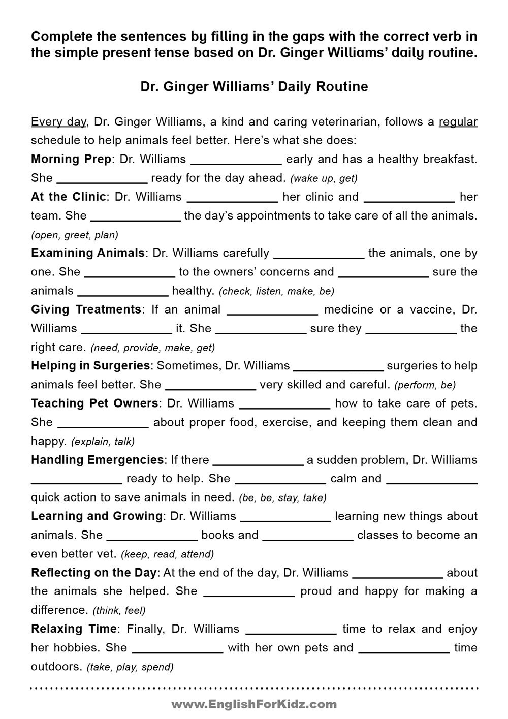 English For Kids Stepstep: Simple Present Tense Reading with regard to Present Perfect Simple Reading Comprehension Worksheets Primary 6