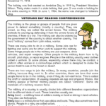 English For Kids Stepstep: Veterans Day Reading Comprehension In Holiday Reading Comprehension Worksheets Free