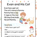 English Worksheet For Class 1 Reading Comprehension Evan And His Intended For Reading Comprehension Worksheet For Ukg