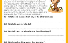 English Worksheets For Grade 1| Reading Comprehension within Reading Comprehension Worksheet Grade 4