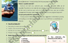 Environment - Recycling - Esl Worksheetveraviana in Reading Comprehension Worksheet on Recycling