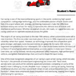 Esl Reading Comprehension + Writing Activity Worksheets On Car Racing Intended For Race Car Reading Comprehension Worksheet