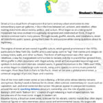 Esl Reading Comprehension + Writing Activity Worksheets On Street Art With Regard To Art Reading Comprehension Worksheets