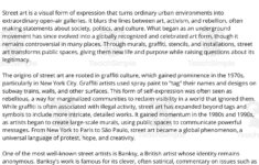 Esl Reading Comprehension + Writing Activity Worksheets On Street Art with regard to Art Reading Comprehension Worksheets