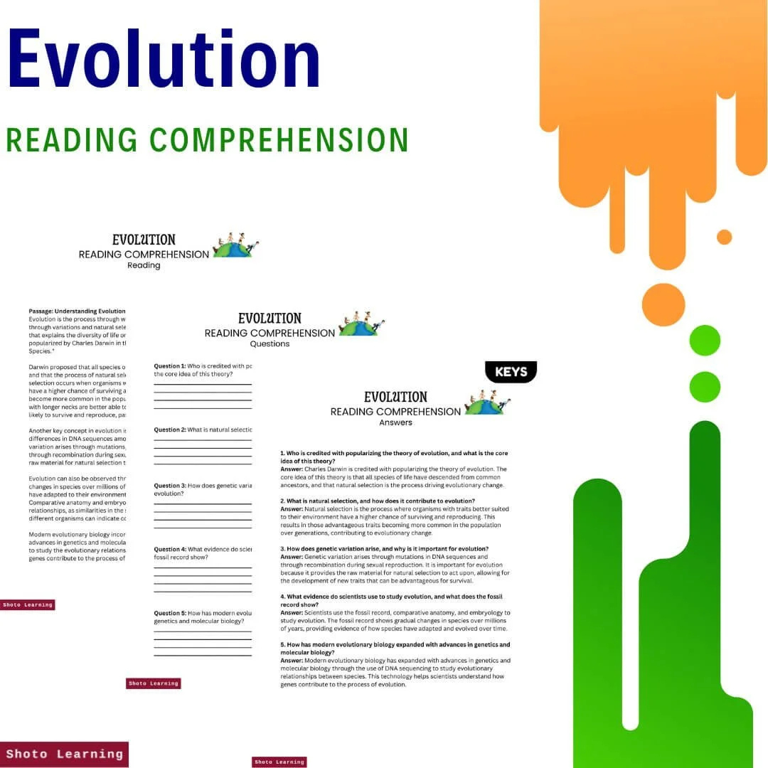 Evolution Reading Comprehension Worksheet – 5 Key Questions pertaining to Evolution Reading Comprehension Worksheets