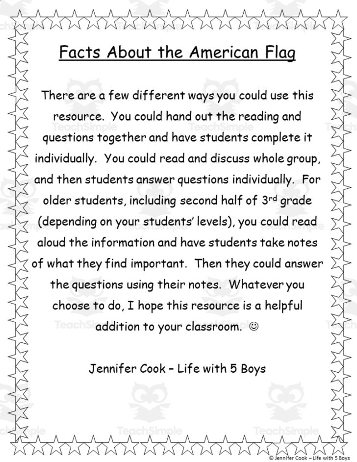 American Flag History Reading Comprehension Worksheets American Flag History Reading Comprehension Worksheets