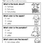 Fall Colors Emergent Reader With Fall Reading Comprehension Worksheets