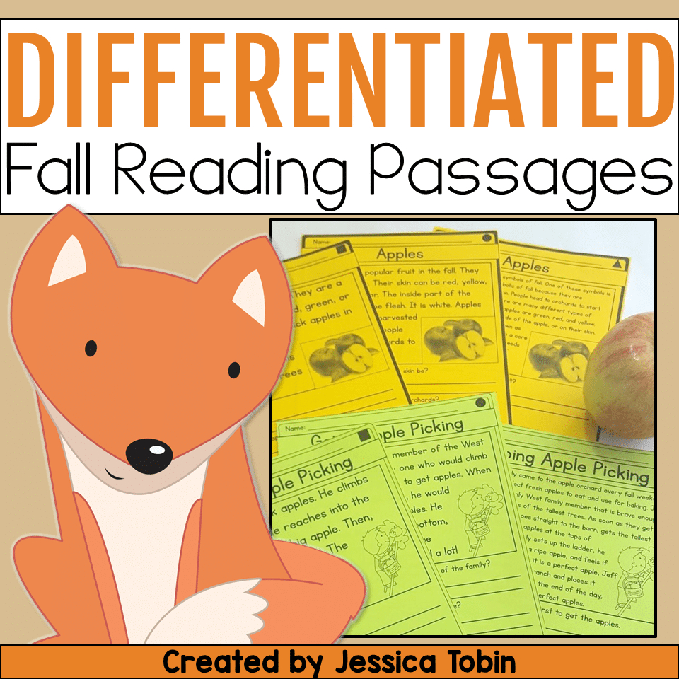 Fall Differentiated Reading Comprehension Passages for Differentiated Reading Comprehension Worksheets