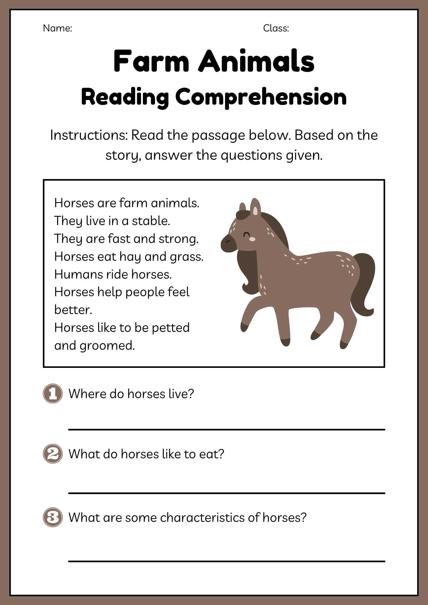 Farm Animals Reading Comprehension - Mobotoy within Grade 5 English Comprehension Worksheets Farm Animals