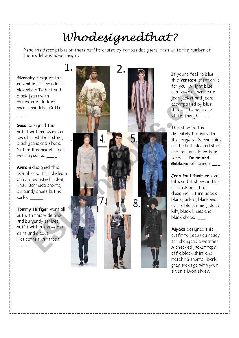Fashion Designer Reading Exercise Pet Style - Esl Worksheet with regard to Fashion Reading Comprehension Worksheets Liveworksheets