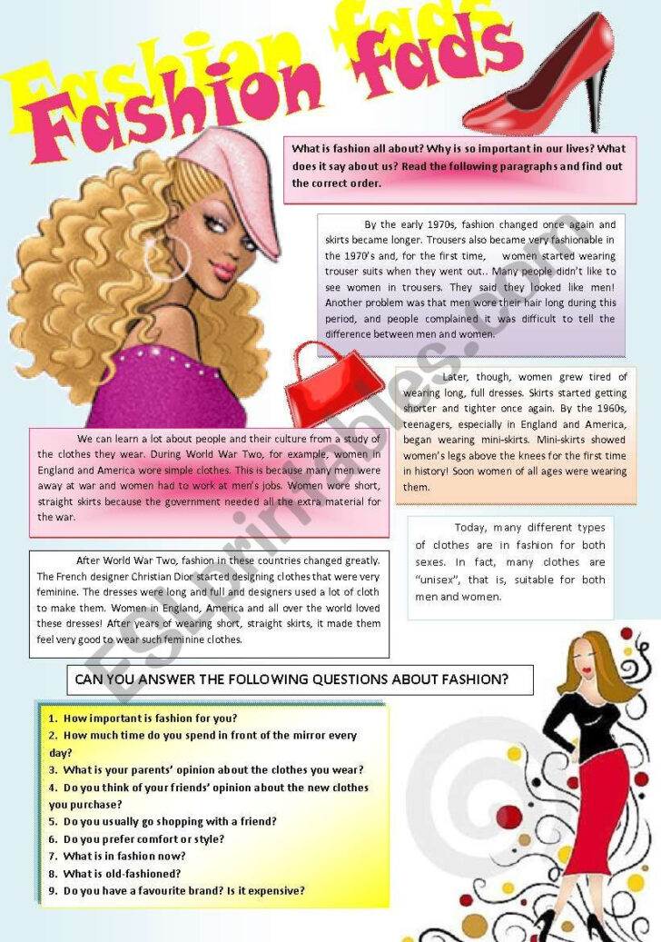 Fashion Reading Comprehension Worksheets Liveworksheets