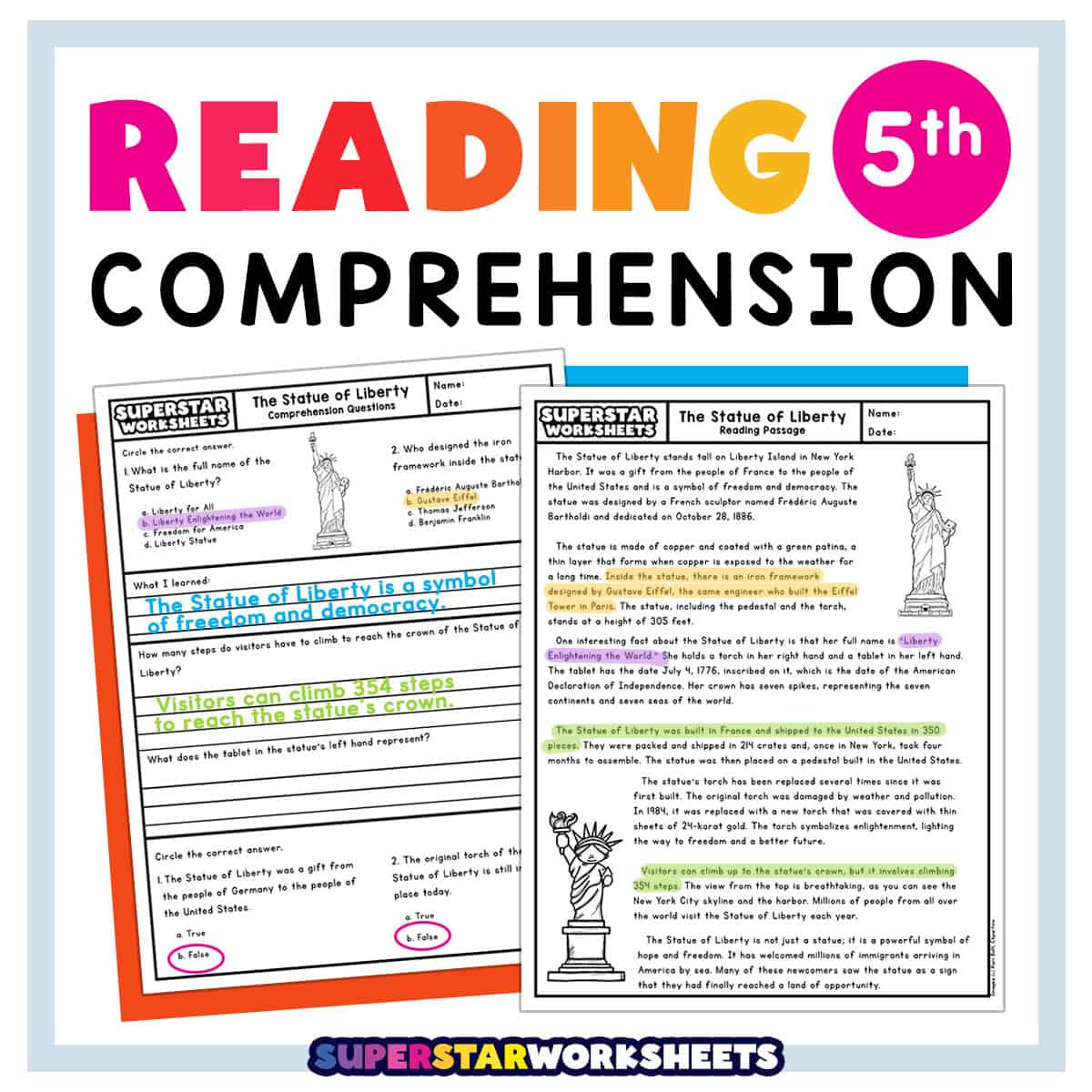 Fifth Grade Reading Comprehension - Superstar Worksheets for Reading Comprehension Worksheet 5Th Grade