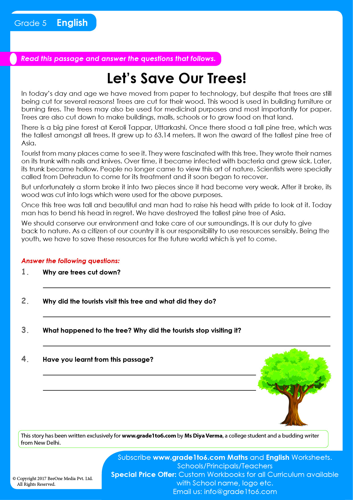 Fifth Grade Reading Comprehension Worksheets inside Grade 5 Reading Comprehension Worksheets Printable