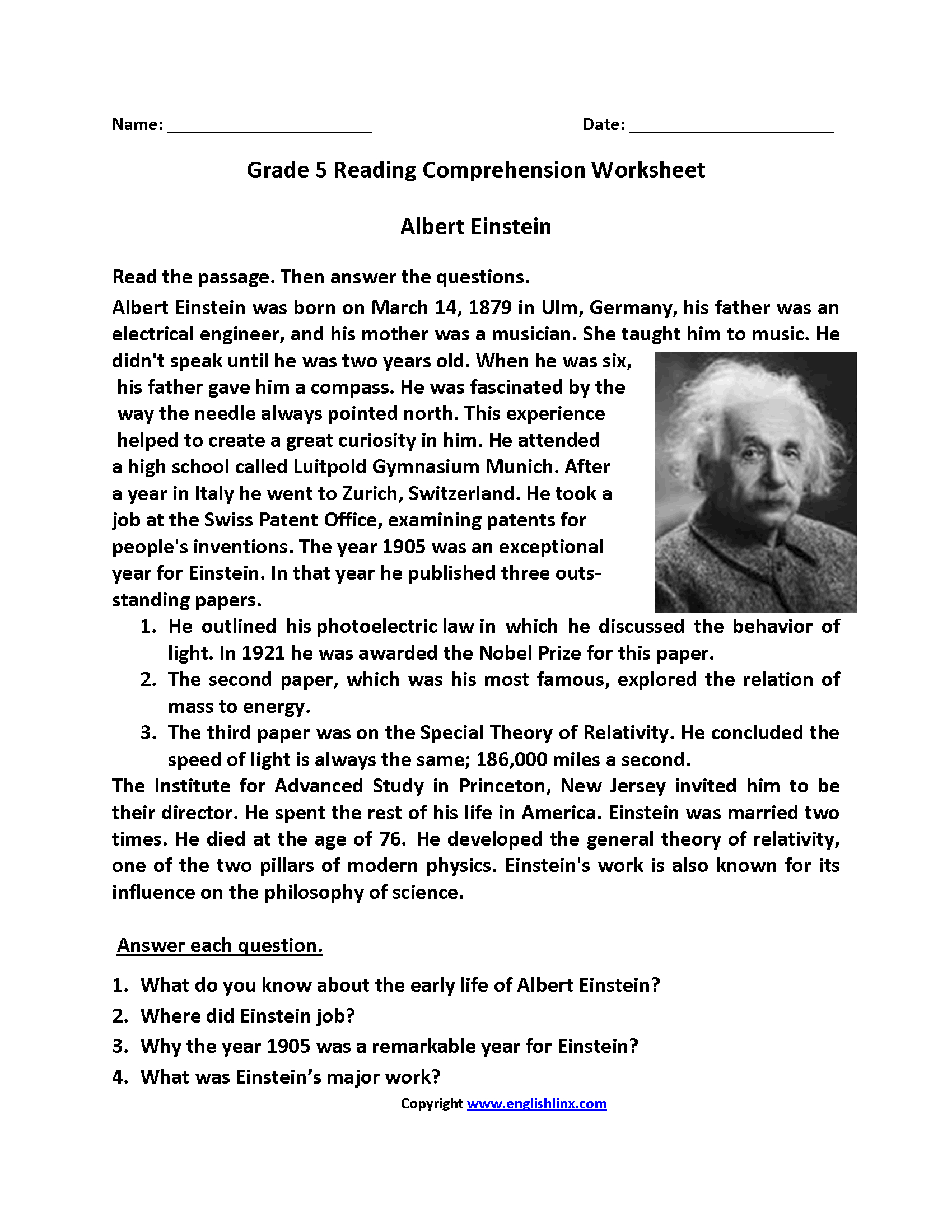 Fifth Grade Reading Worksheets | Improve Fluency &amp;amp; Vocabulary in Reading Comprehension Worksheets For Fifth Graders