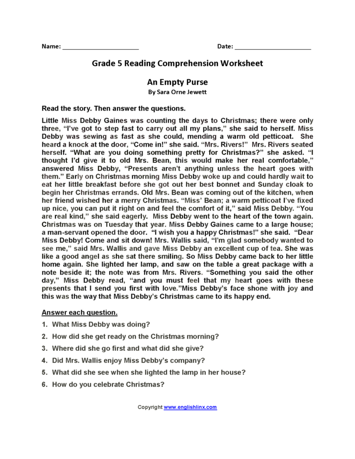 Free Printable Reading Comprehension Worksheets For 5th Grade Free Printable Reading Comprehension Worksheets For 5th Grade