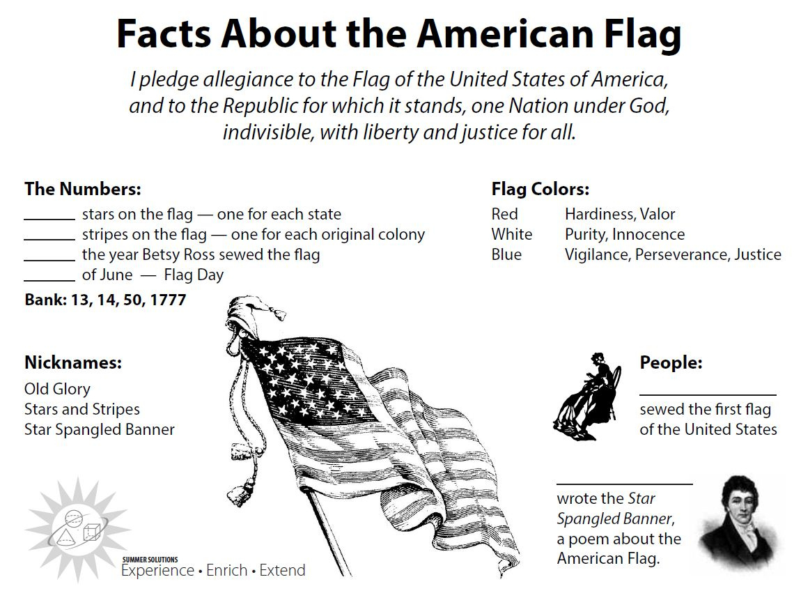 Flag Day! - Elementary School Workbooks, Interleaving And intended for American Flag History Reading Comprehension Worksheets