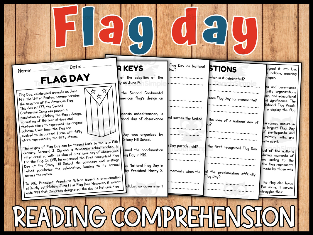 Flag Day Reading Comprehension | June Comprehensive Worksheets inside Flag Day Reading Comprehension Worksheets