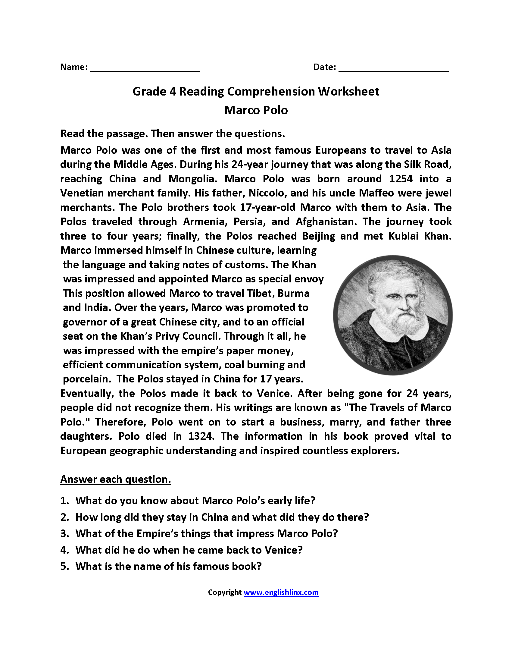 Fourth Grade Reading Worksheets | Improve Fluency &amp;amp; Comprehension intended for Reading Comprehension Worksheet Fourth Grade