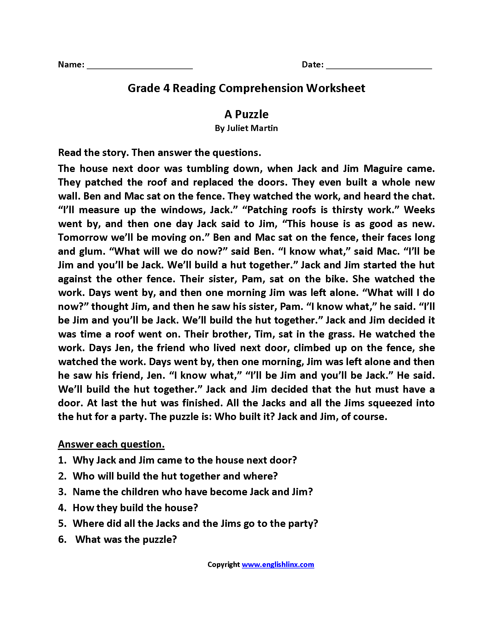 Fourth Grade Reading Worksheets | Improve Fluency &amp;amp; Comprehension pertaining to Reading Comprehension Worksheet Fourth Grade