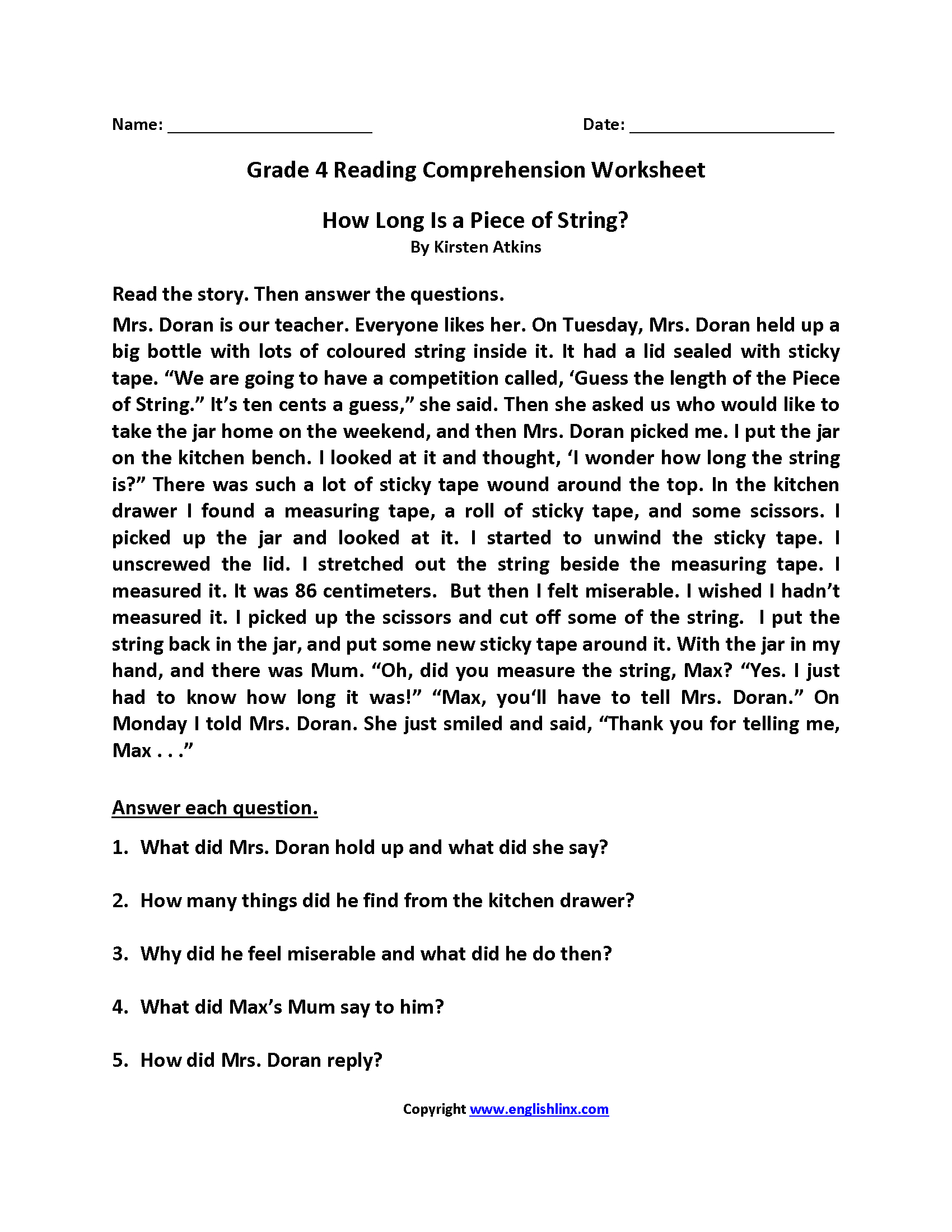 Fourth Grade Reading Worksheets | Improve Fluency &amp;amp; Comprehension regarding Fourth Grade Reading Comprehension Worksheets