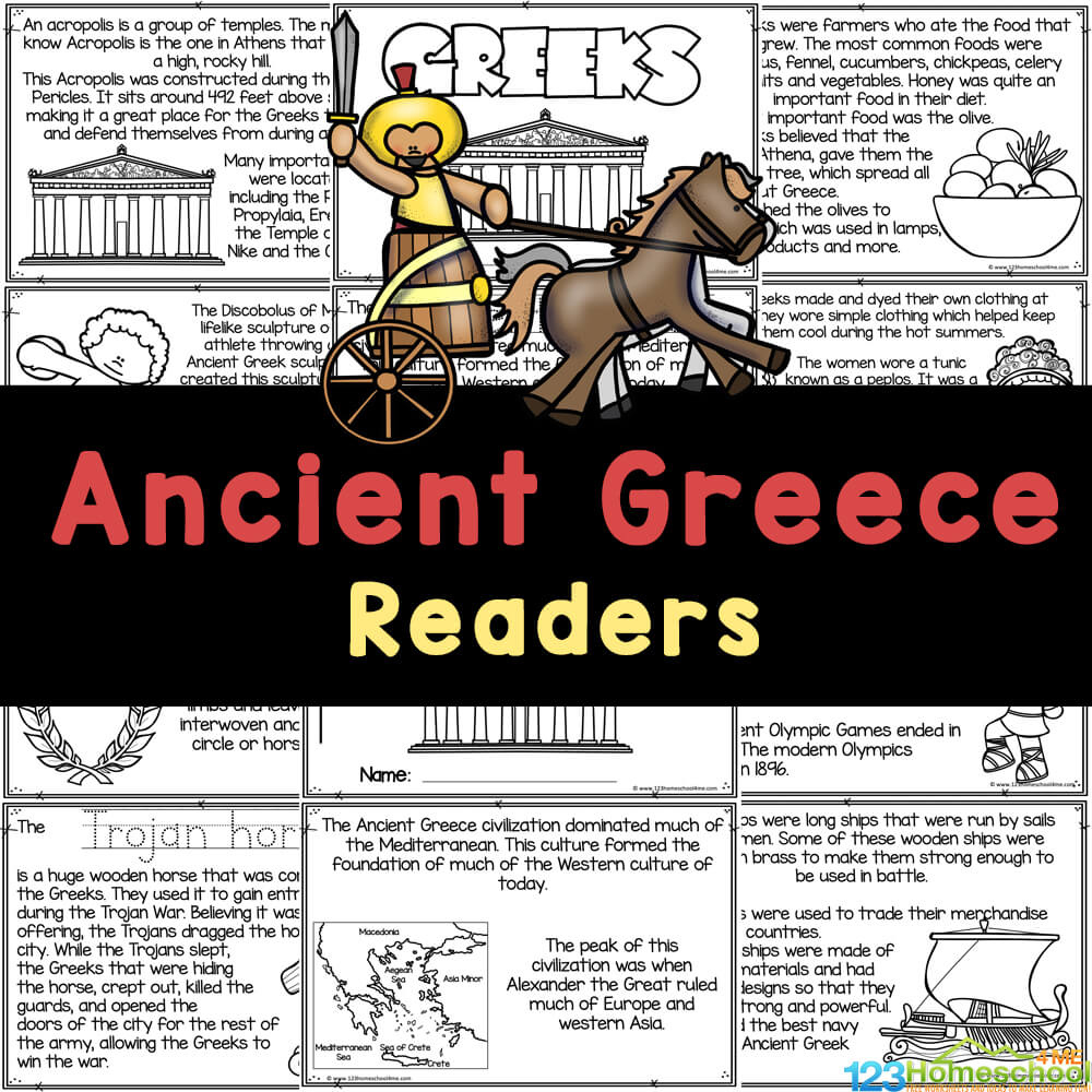 Free All About Ancient Greece Facts Printable Readers For Kids in Free Greek Mythology Reading Comprehension Worksheets